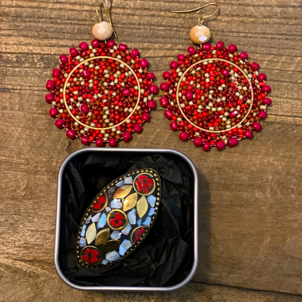 Seaded earrings and ring